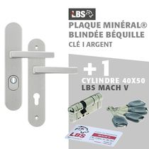 Lot ensemble sur plaque MINERAL blindée béquille clé I argent + cylindre MACH V 40x50