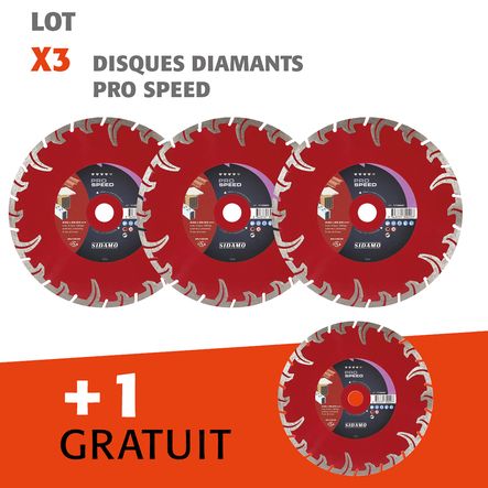 Lot disques diamants Pro Speed 3 + 1 gratuit